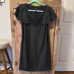 Banana Republic Elegant Little Black Dress,Ruffle Sleeves, lace accents, sz 12
